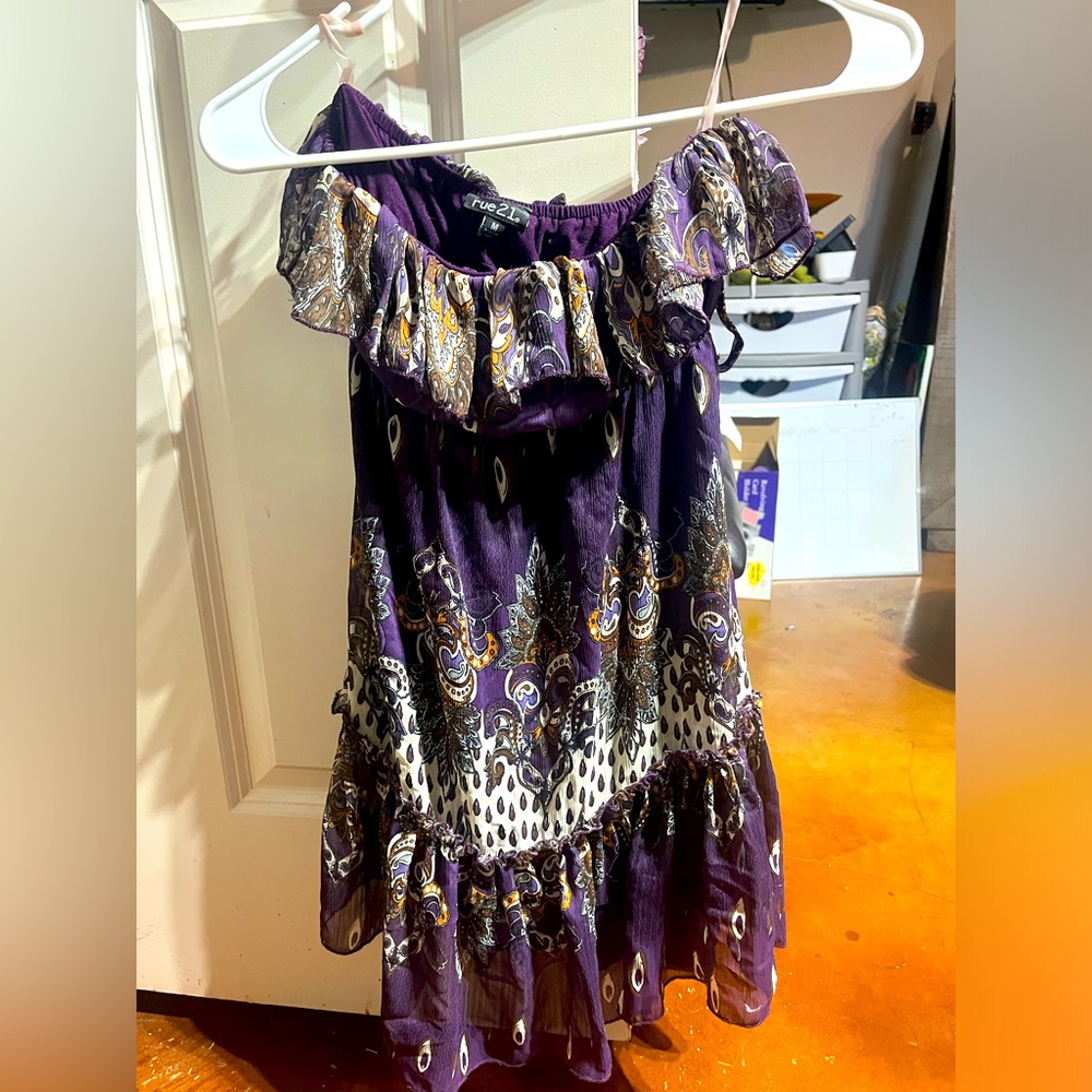 y2k Rue21 strapless tribal print dress